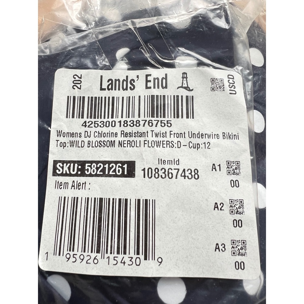 NEW Lands End Womens Size 12D Navy Polka Dot Twist Front Underwire Bikini Top - Picture 2 of 11